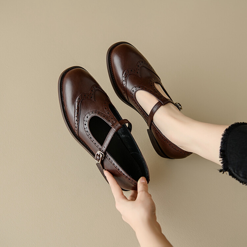 Womens Heels - Sapatos de couro dividido para mulheres,