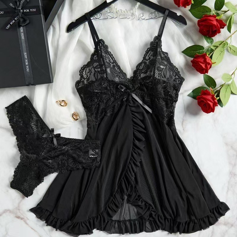 Lace Dress - Pijama feminino sexy de renda europeia