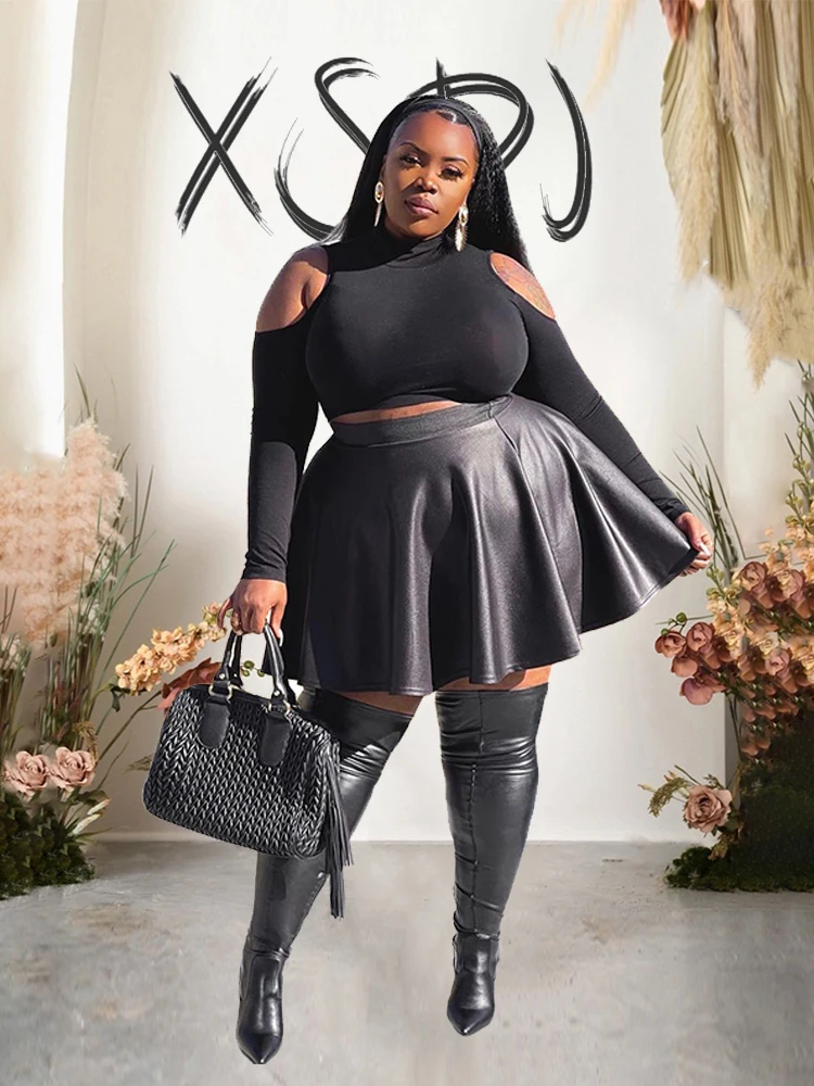 Formal Skirt - Mulheres plus size saias de couro