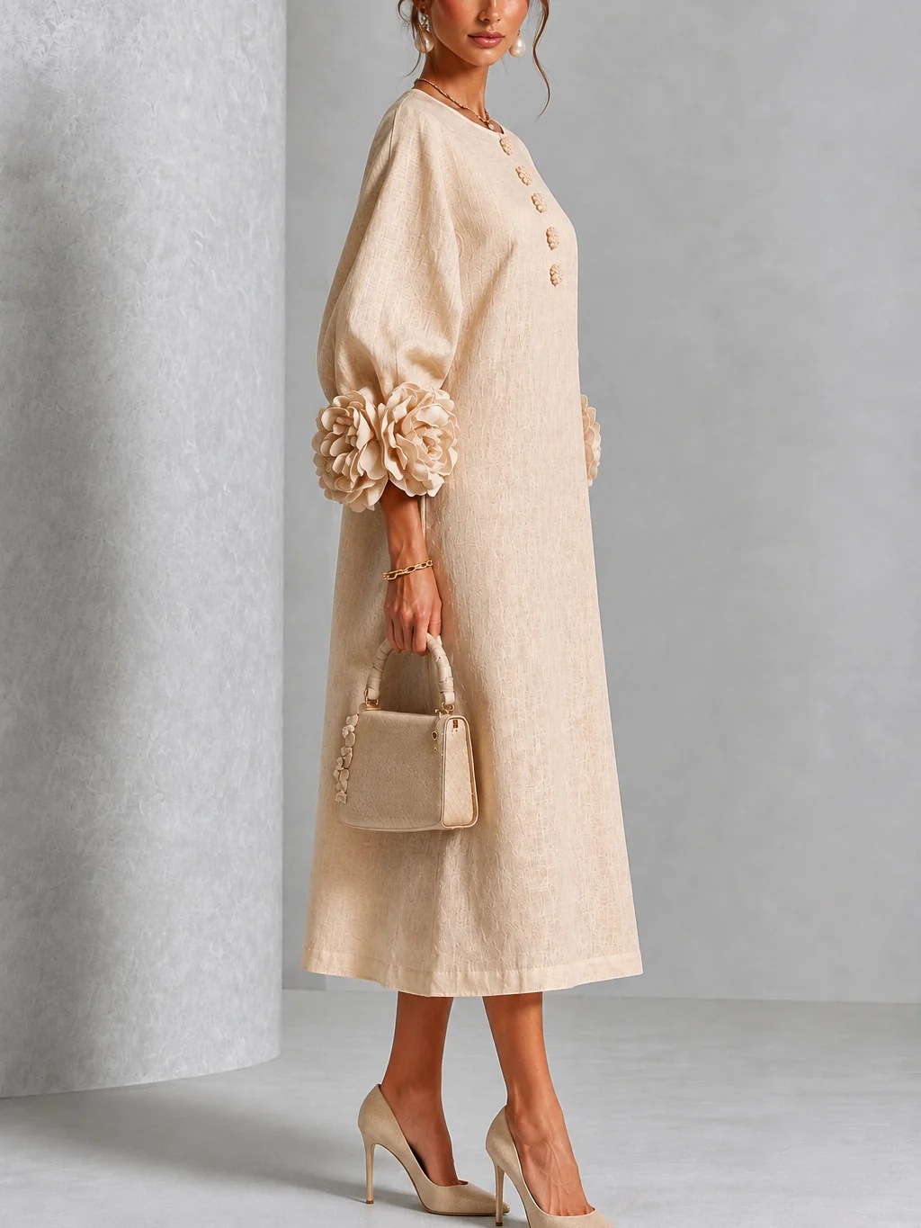 Vestido Midi de Linho Elegante - Midi Dress avaliação e preço