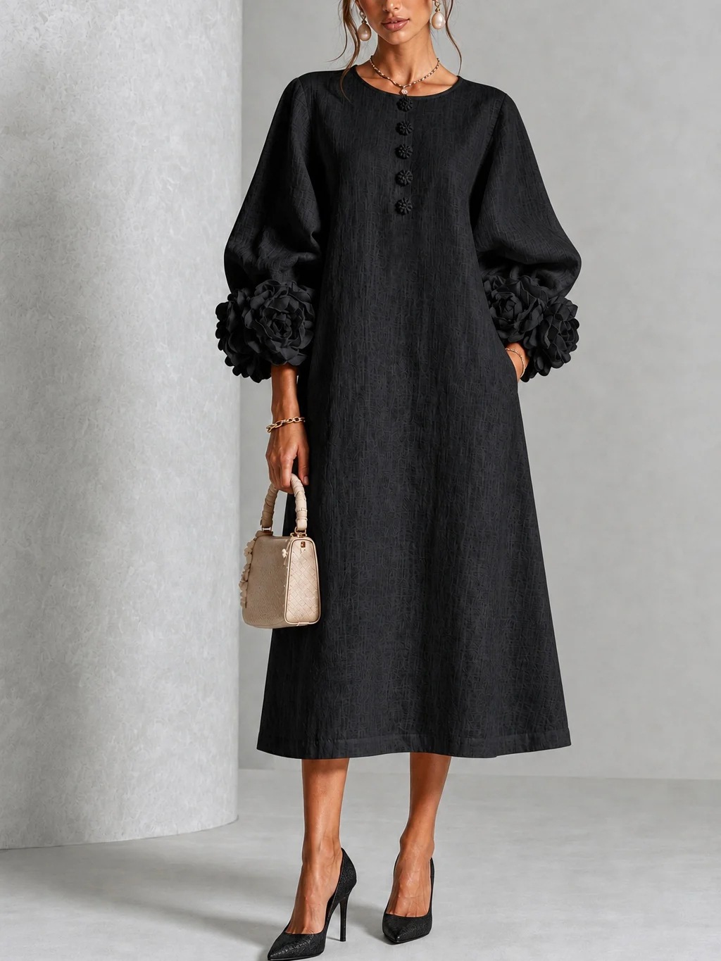 Vestido Midi de Linho Elegante - Midi Dress avaliação e preço