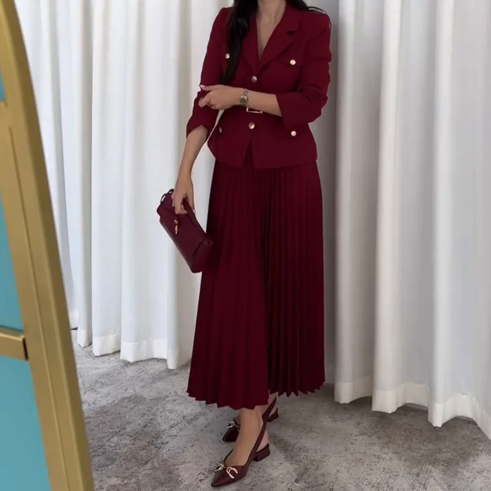 Conjunto de Saia Plissada e Bl - Womens Blazer avaliação e preço