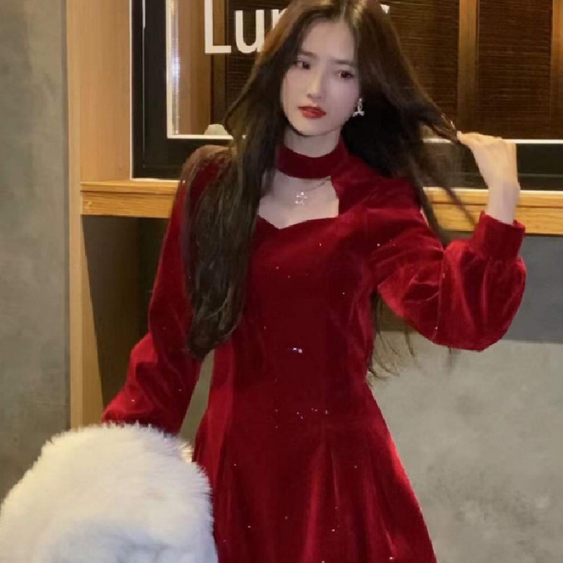 Vestido de veludo espumante fi - Women'S Red Formal Wear avaliação e preço